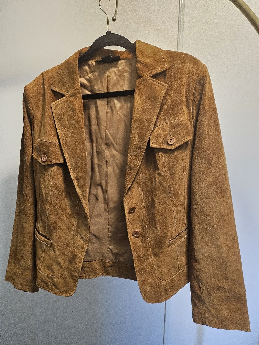 Monterey Bay Suede Blazer Women’s 16 Brown Leather Jacket Classic 90s